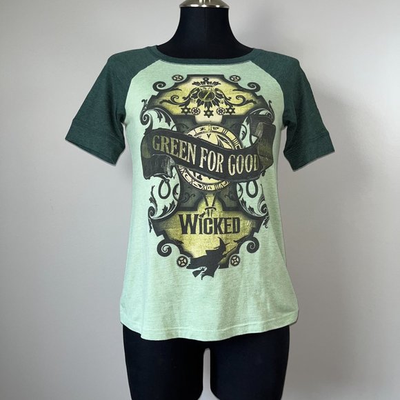 Wicked musical green for good raglan tee - Picture 1 of 9
